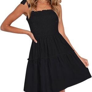 Elegant Black Women’s Dress with Tie Straps